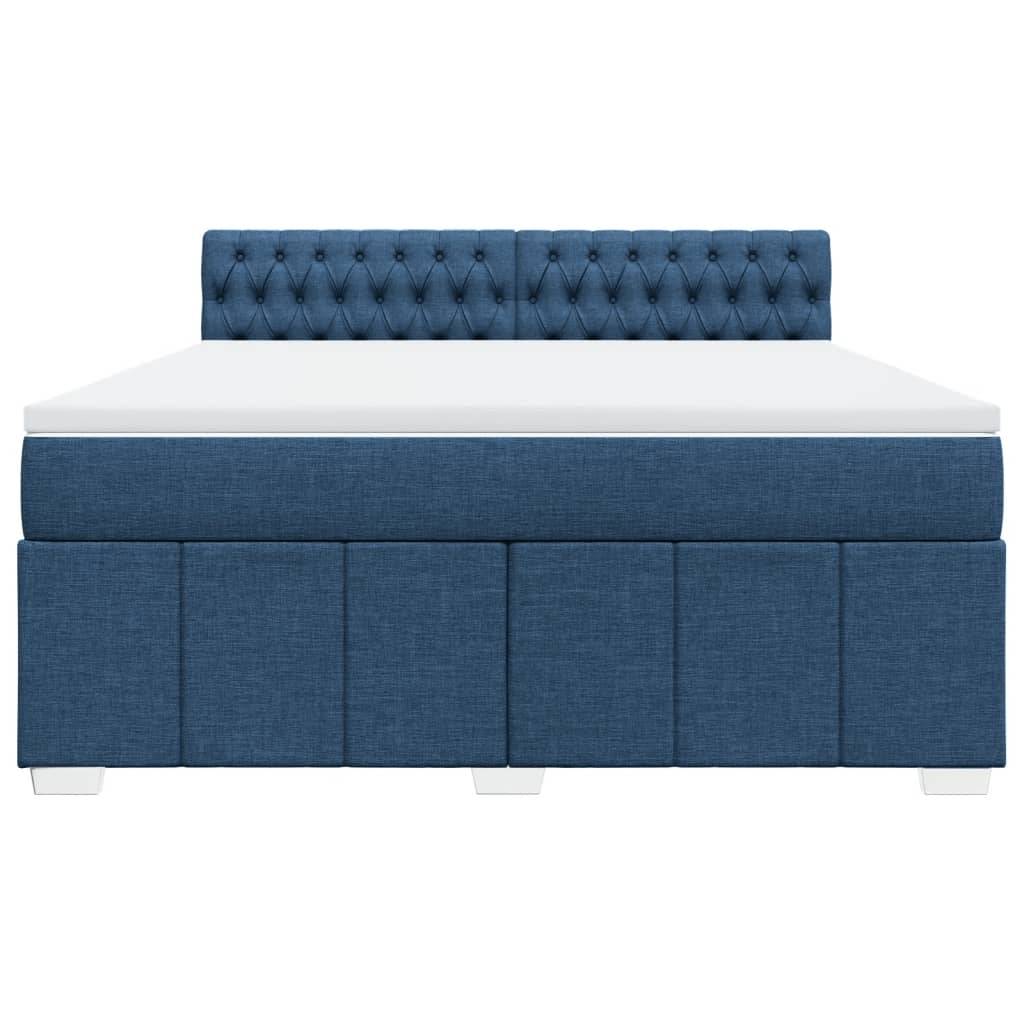 vidaXL Boxspringbett mit Matratze Blau 180x200 cm Stoff