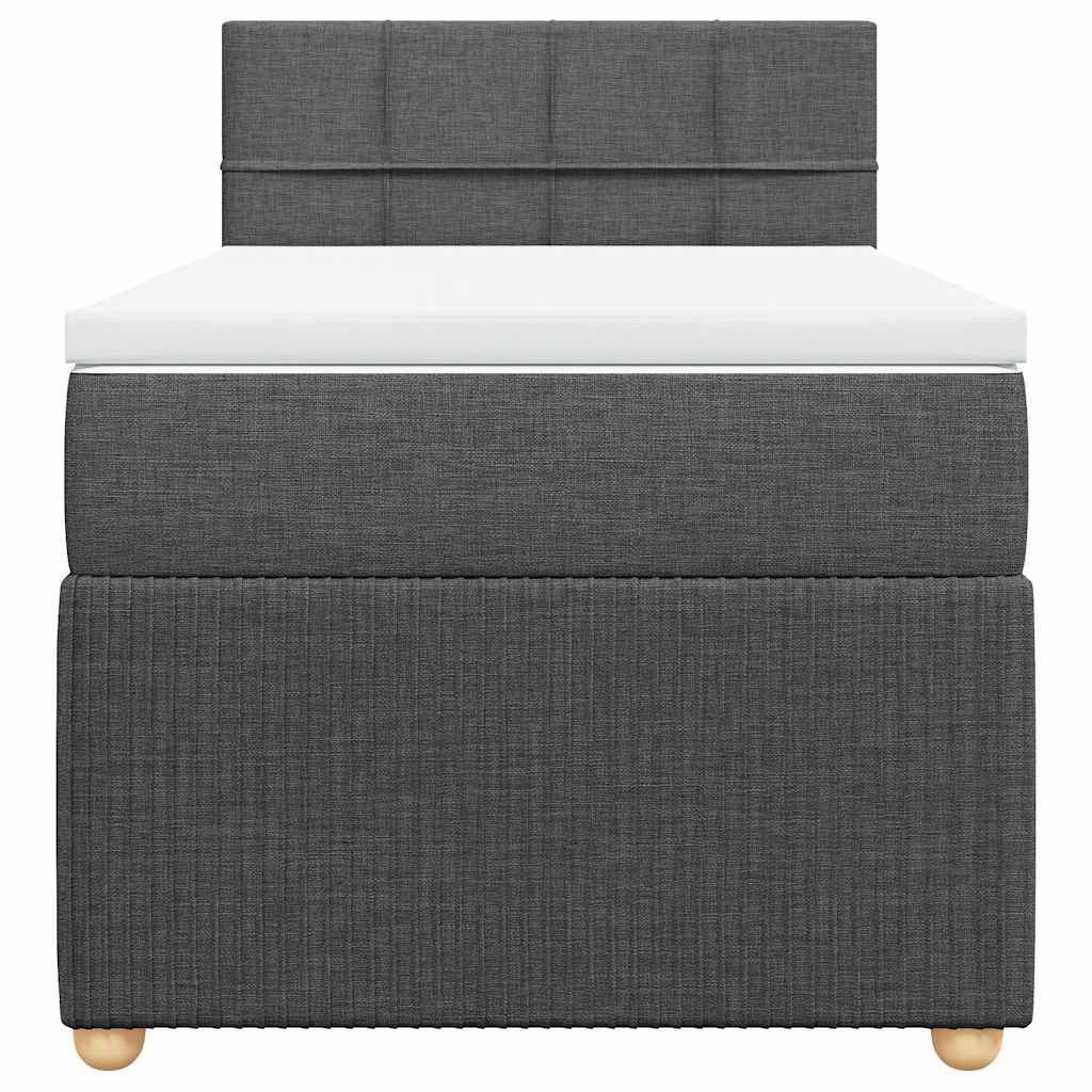 vidaXL Boxspringbett mit Matratze Dunkelgrau 90x200 cm Stoff