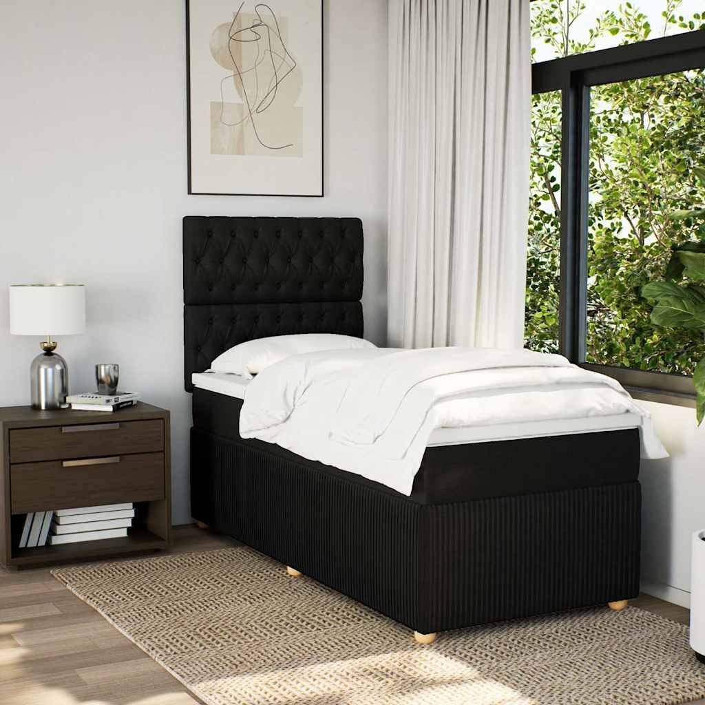 vidaXL Boxspringbett mit Matratze Schwarz 80x200 cm Stoff