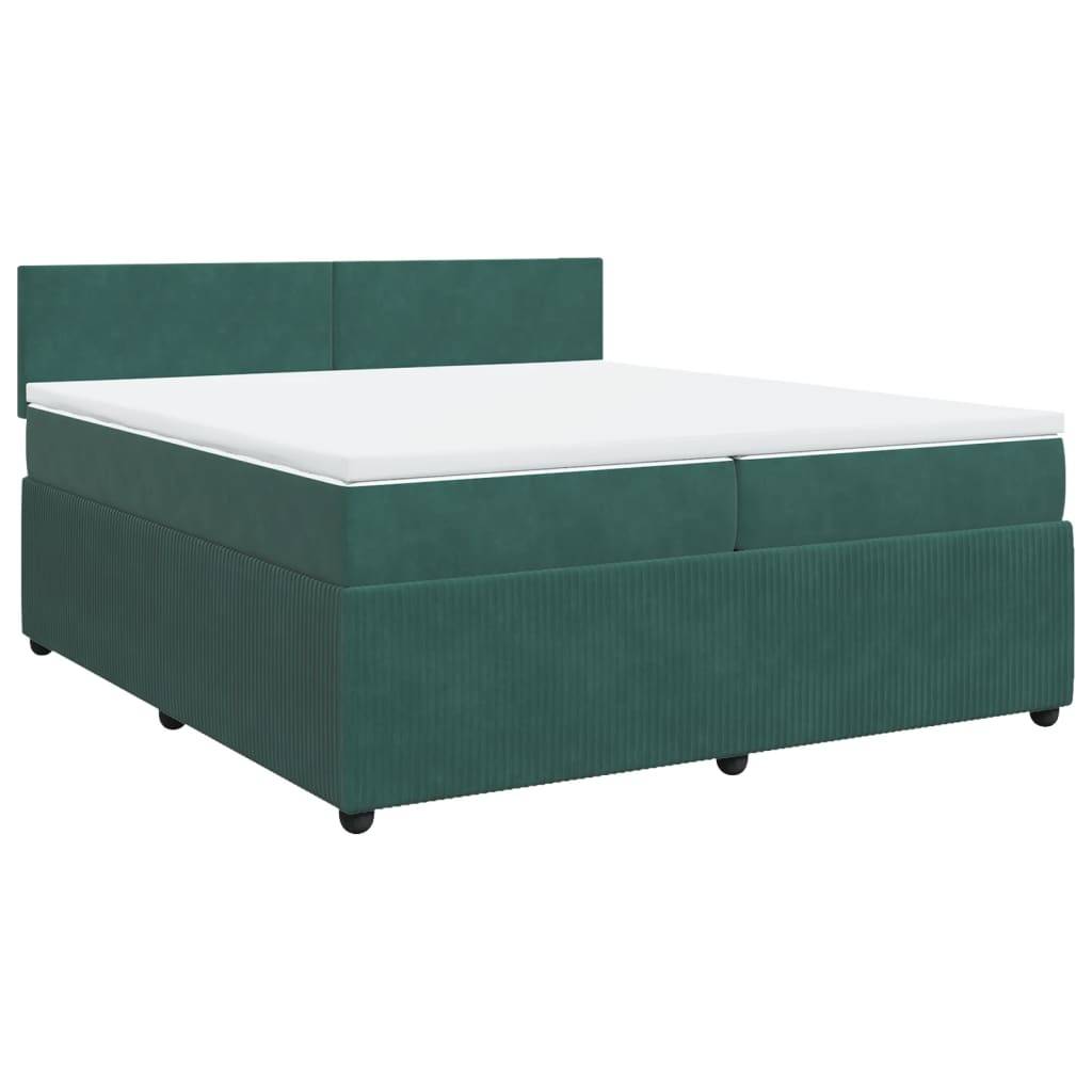 vidaXL Boxspringbett mit Matratze Dunkelgrün 200x200 cm Samt