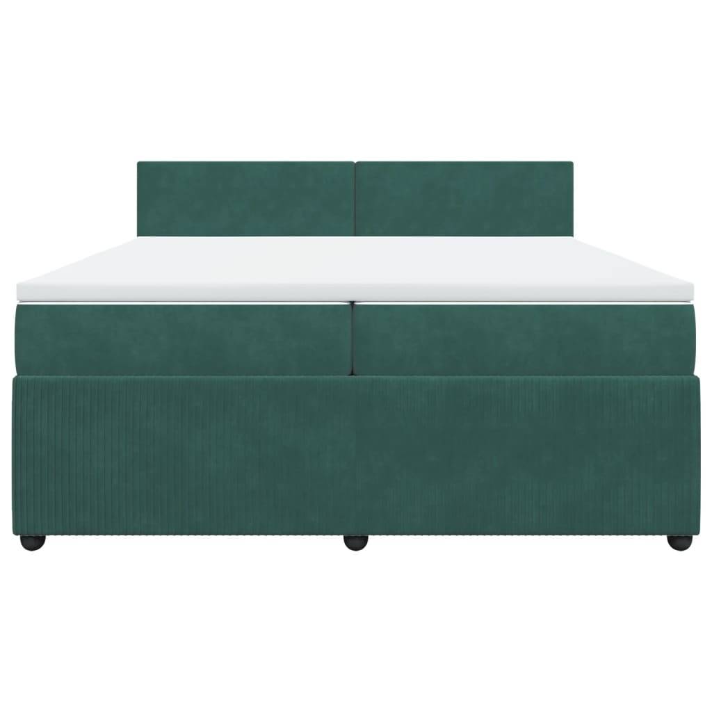 vidaXL Boxspringbett mit Matratze Dunkelgrün 200x200 cm Samt