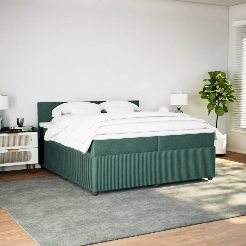 vidaXL Boxspringbett mit Matratze Dunkelgrün 200x200 cm Samt