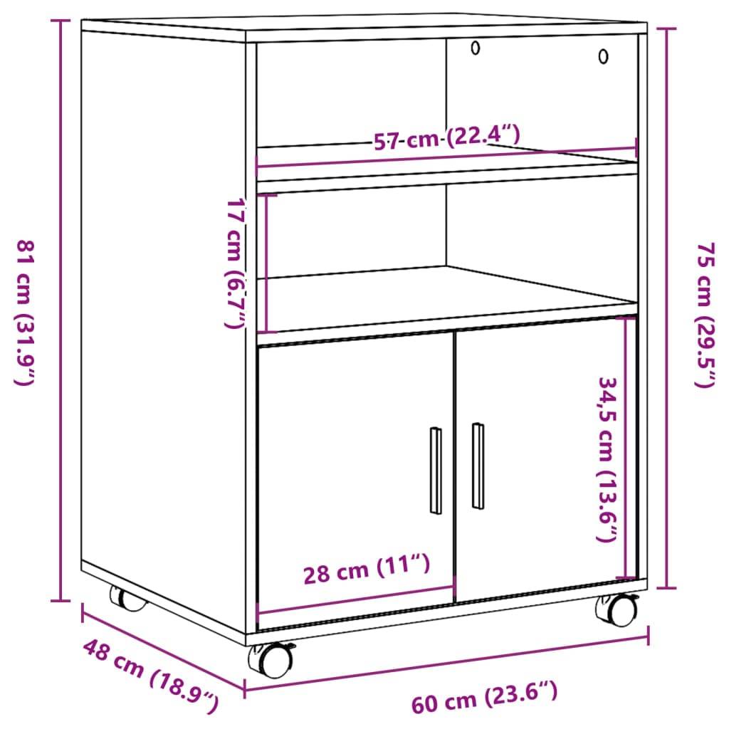 vidaXL Rollschrank Artisan-Eiche 60x48x81 cm Holzwerkstoff