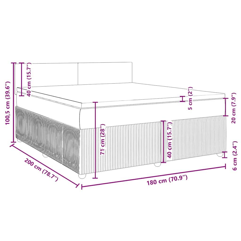 vidaXL Boxspringbett mit Matratze Dunkelgrau 180x200 cm Stoff