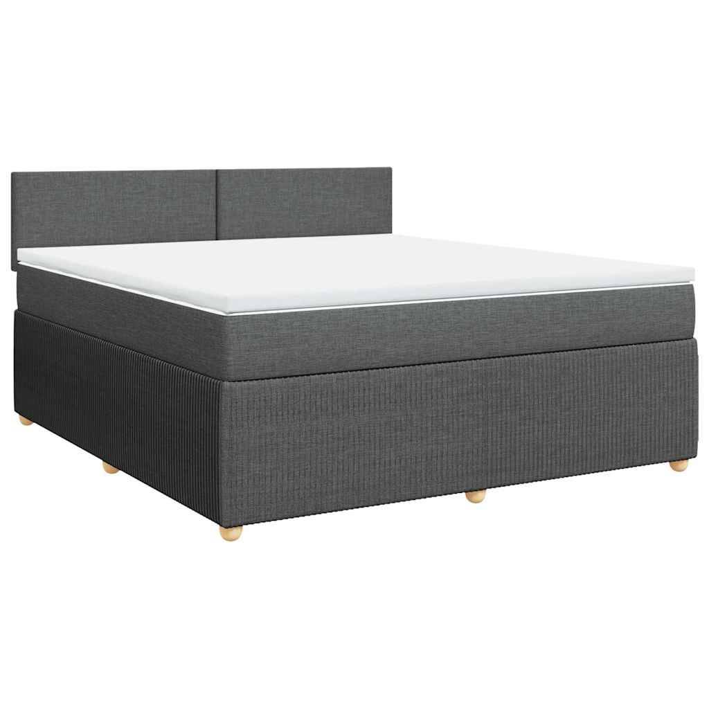 vidaXL Boxspringbett mit Matratze Dunkelgrau 180x200 cm Stoff