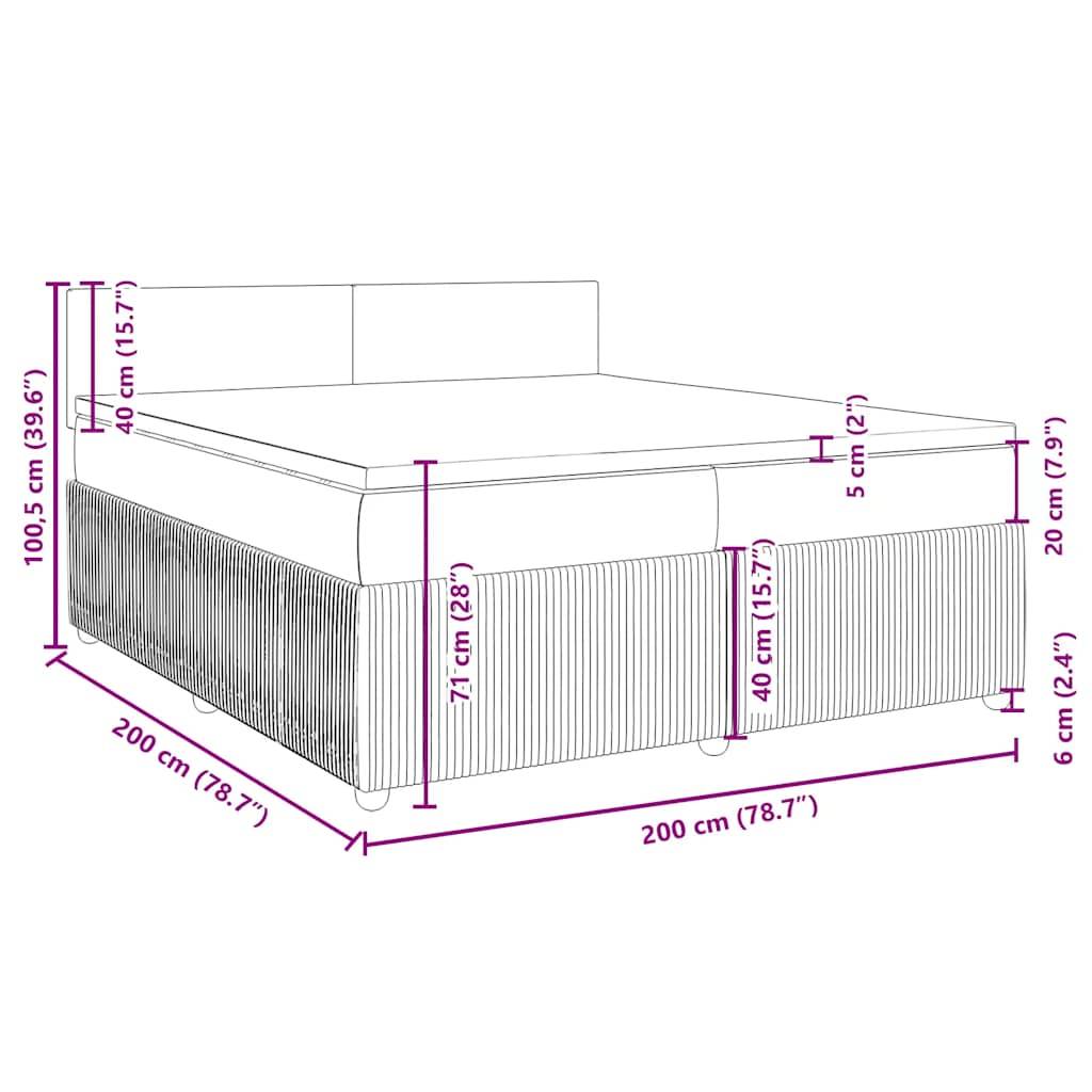 vidaXL Boxspringbett mit Matratze Dunkelgrau 200x200 cm Stoff