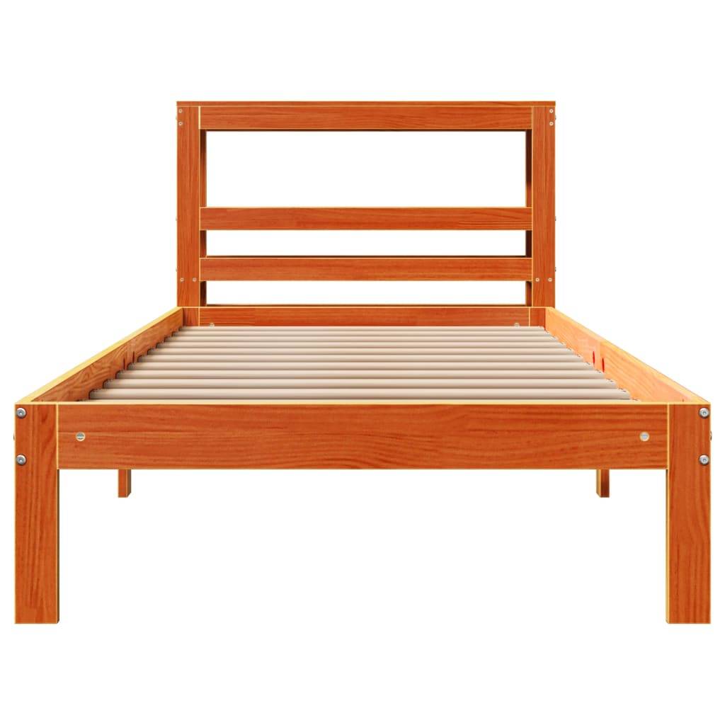 vidaXL Massivholzbett ohne Matratze Wachsbraun 100x200 Kiefernholz