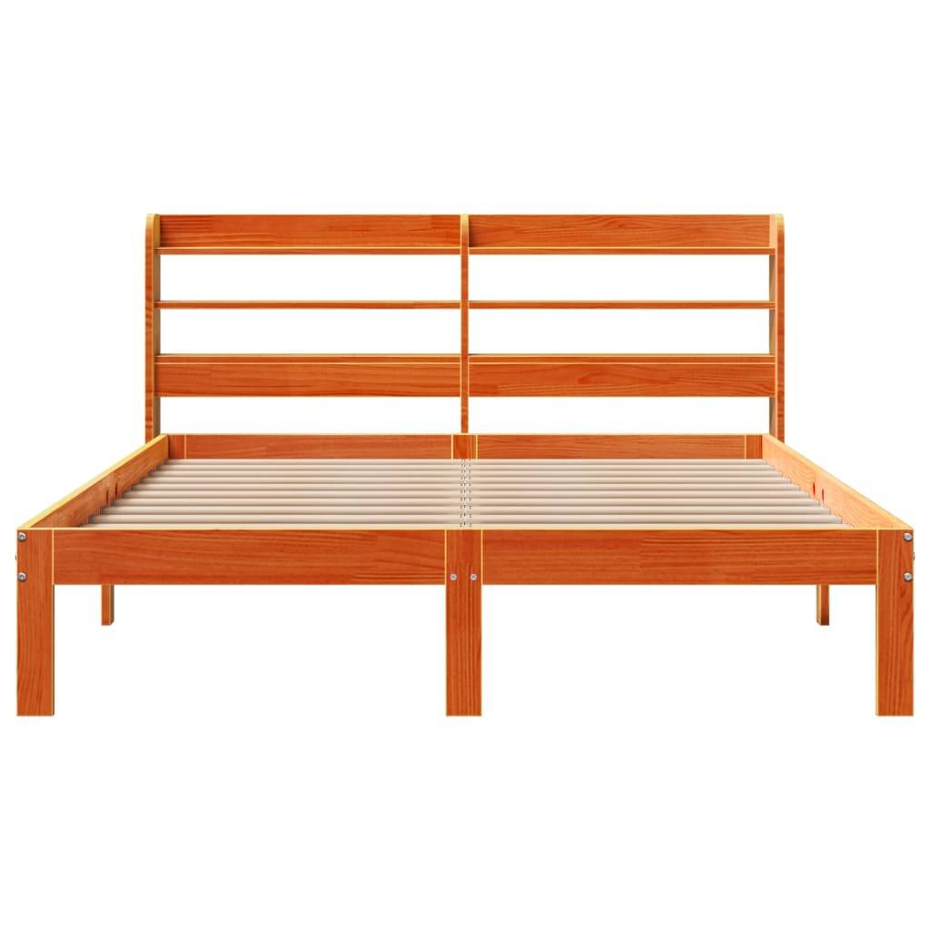 vidaXL Massivholzbett ohne Matratze Wachsbraun 140x190 cm Kiefernholz