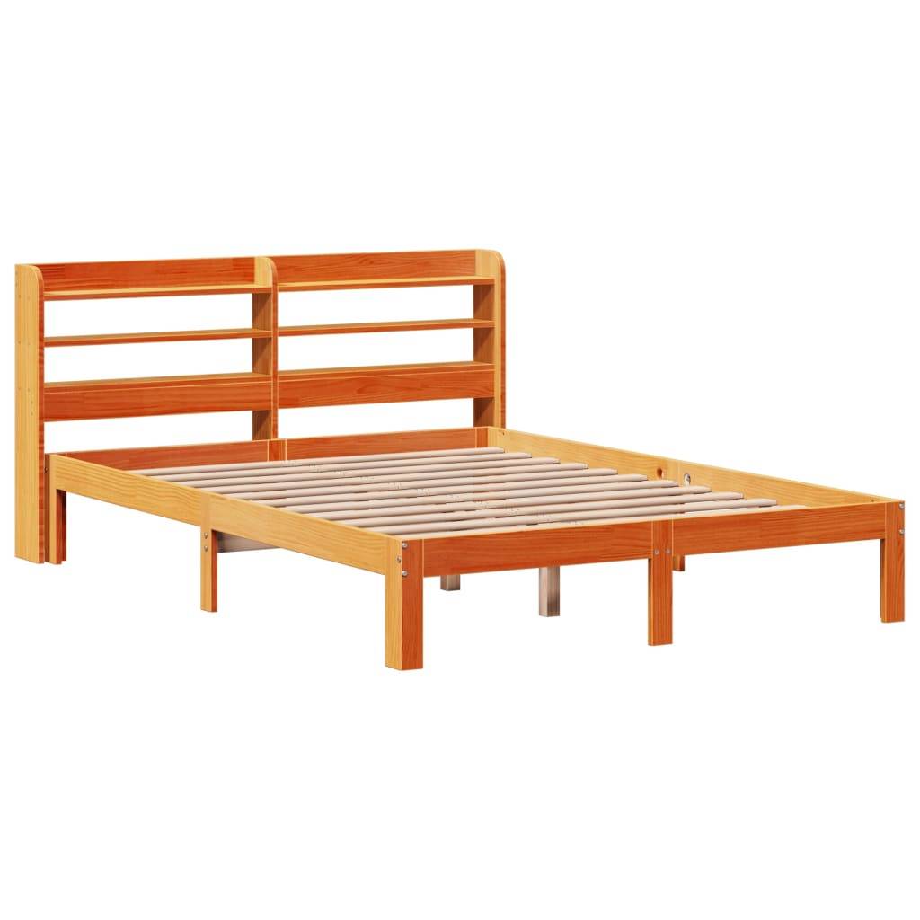 vidaXL Massivholzbett ohne Matratze Wachsbraun 140x190 cm Kiefernholz