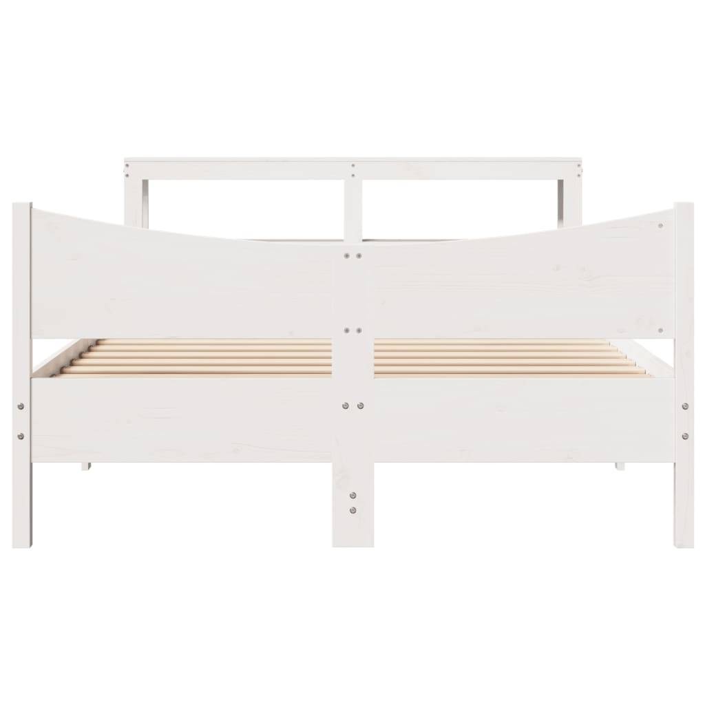 vidaXL Massivholzbett mit Kopfteil Weiß 140x190 cm Kiefer