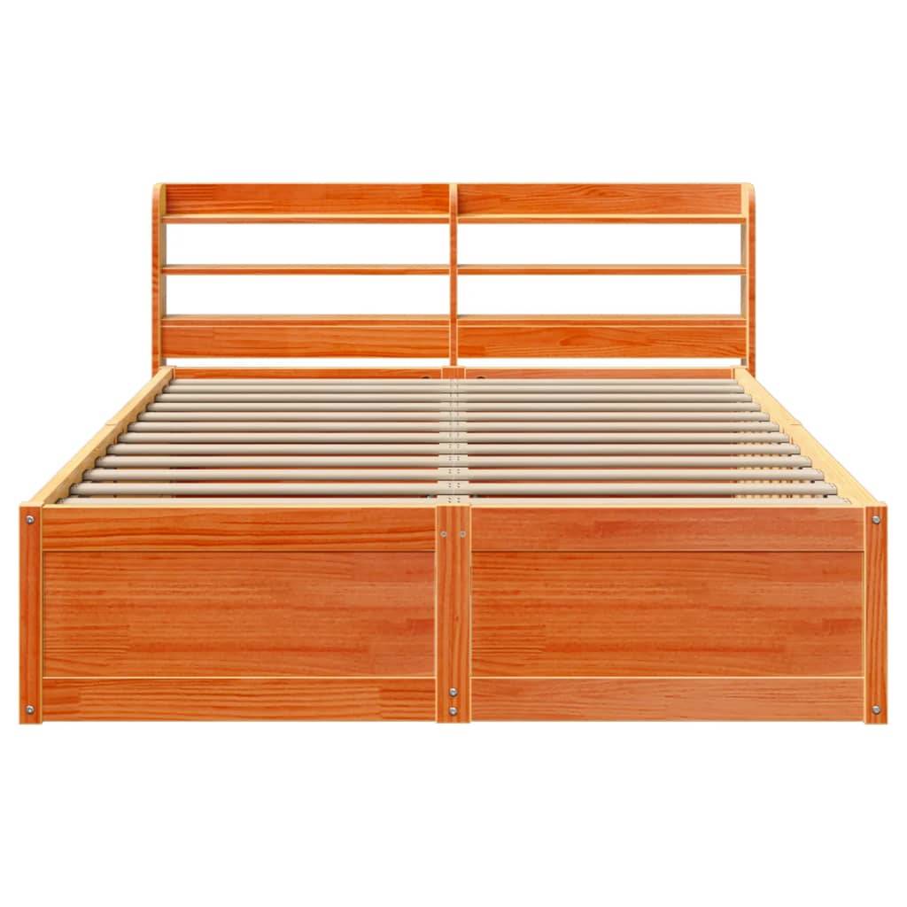 vidaXL Massivholzbett mit Kopfteil Wachsbraun 120x190 cm Kiefer