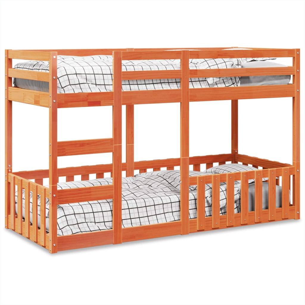 vidaXL Etagenbett Wachsbraun 90x190 cm Massivholz Kiefer