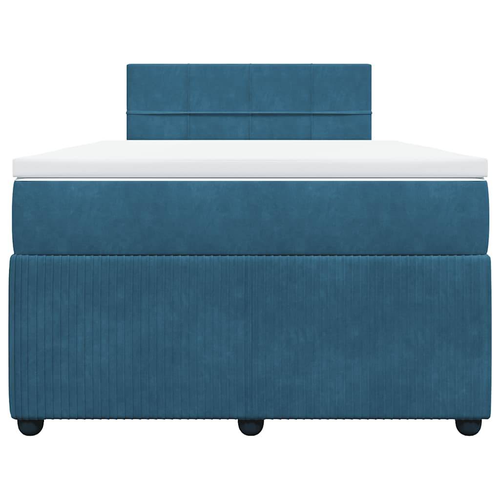 vidaXL Boxspringbett mit Matratze Blau 120x200 cm Samt