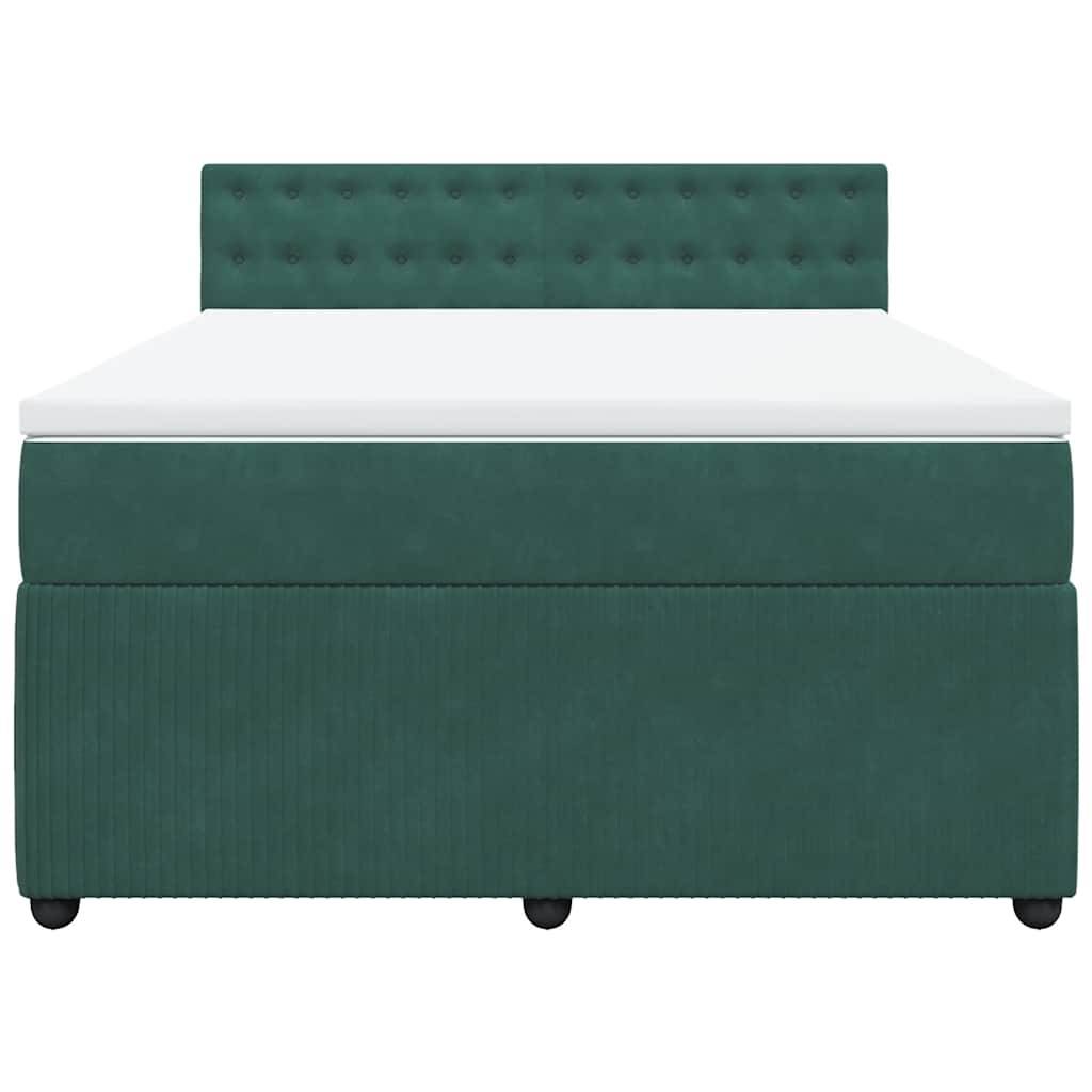 vidaXL Boxspringbett mit Matratze Dunkelgrün 140x190 cm Samt