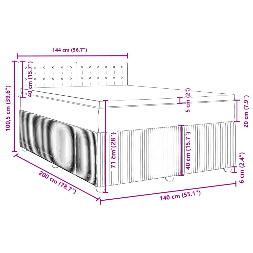 vidaXL Boxspringbett mit Matratze Schwarz 140x200 cm Samt