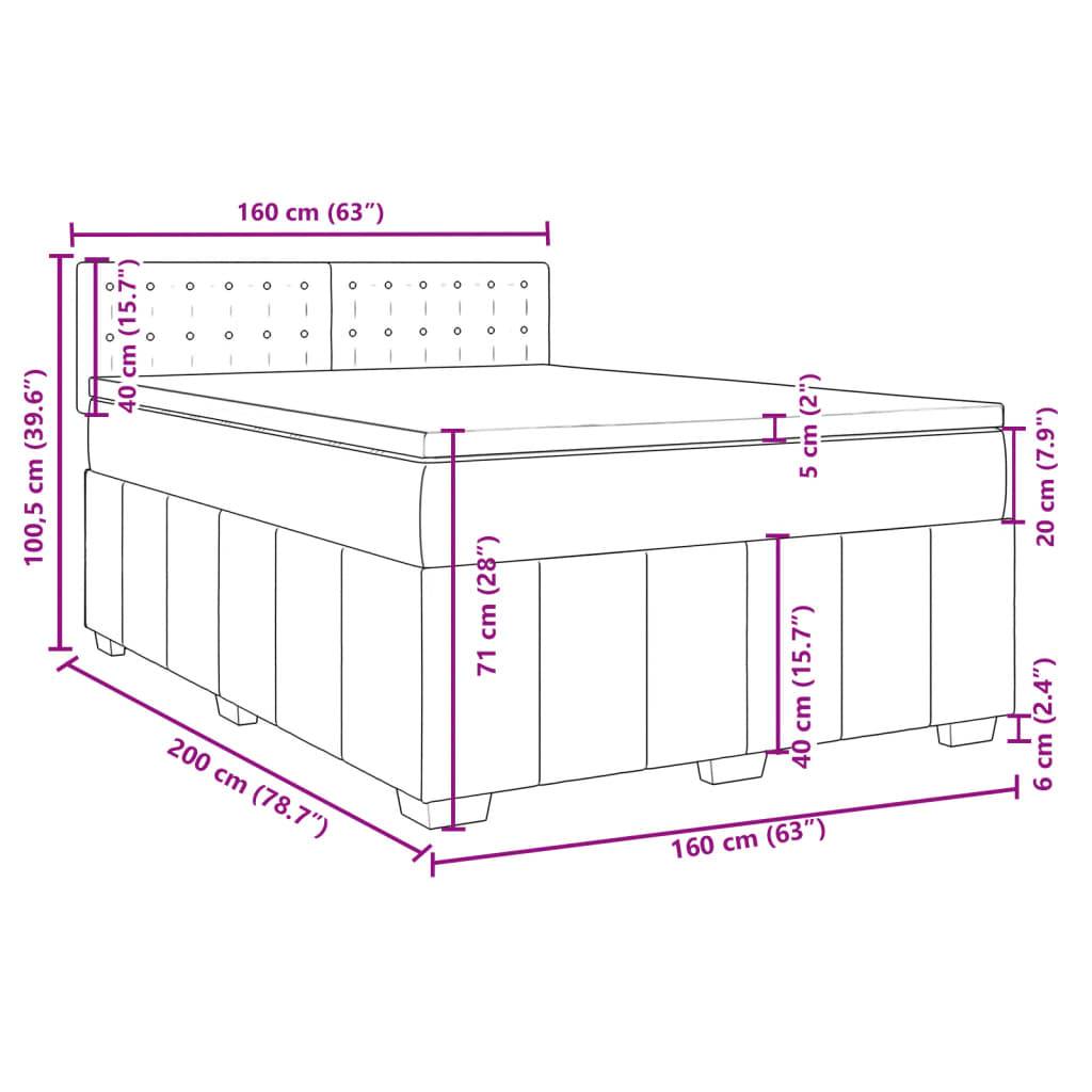 vidaXL Boxspringbett mit Matratze Dunkelgrau 160x200 cm Stoff