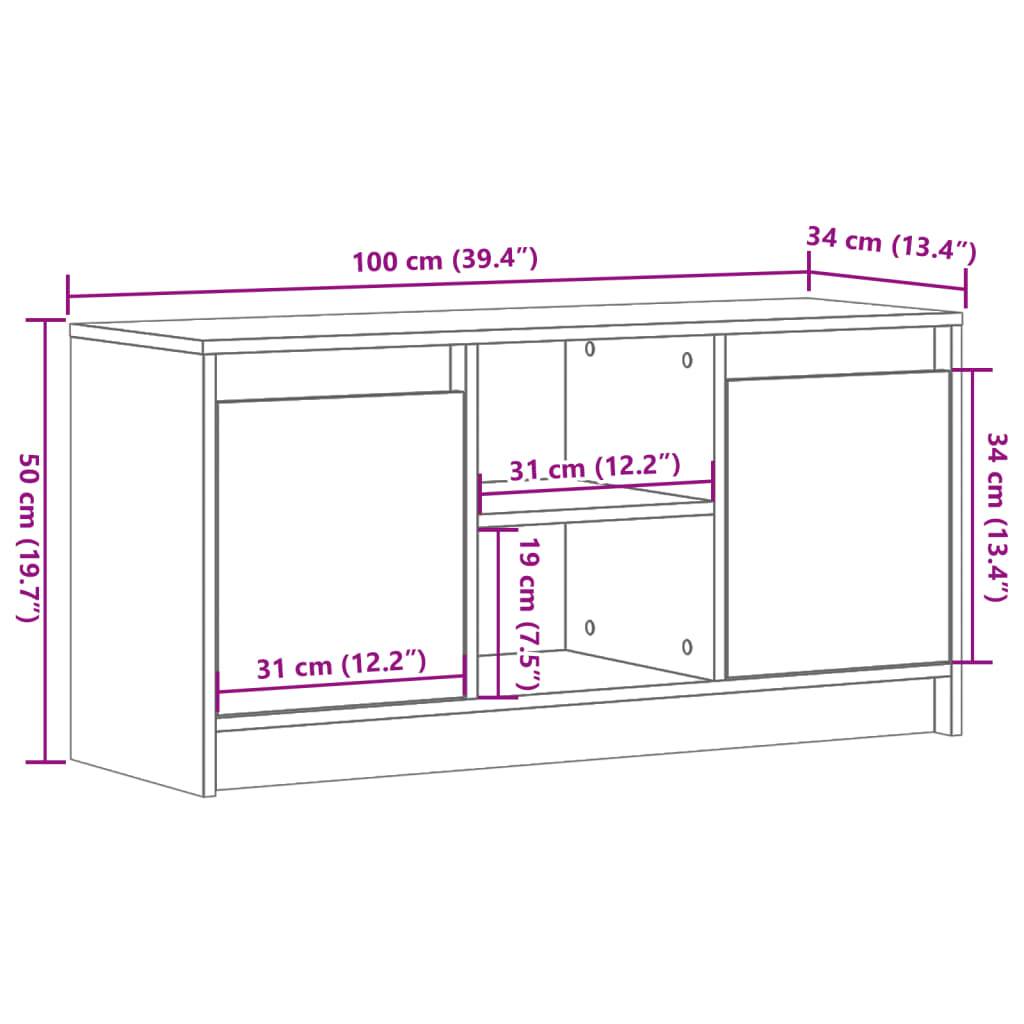 vidaXL TV-Schrank mit LED-Beleuchtung Sonoma-Eiche 100x34x50 cm