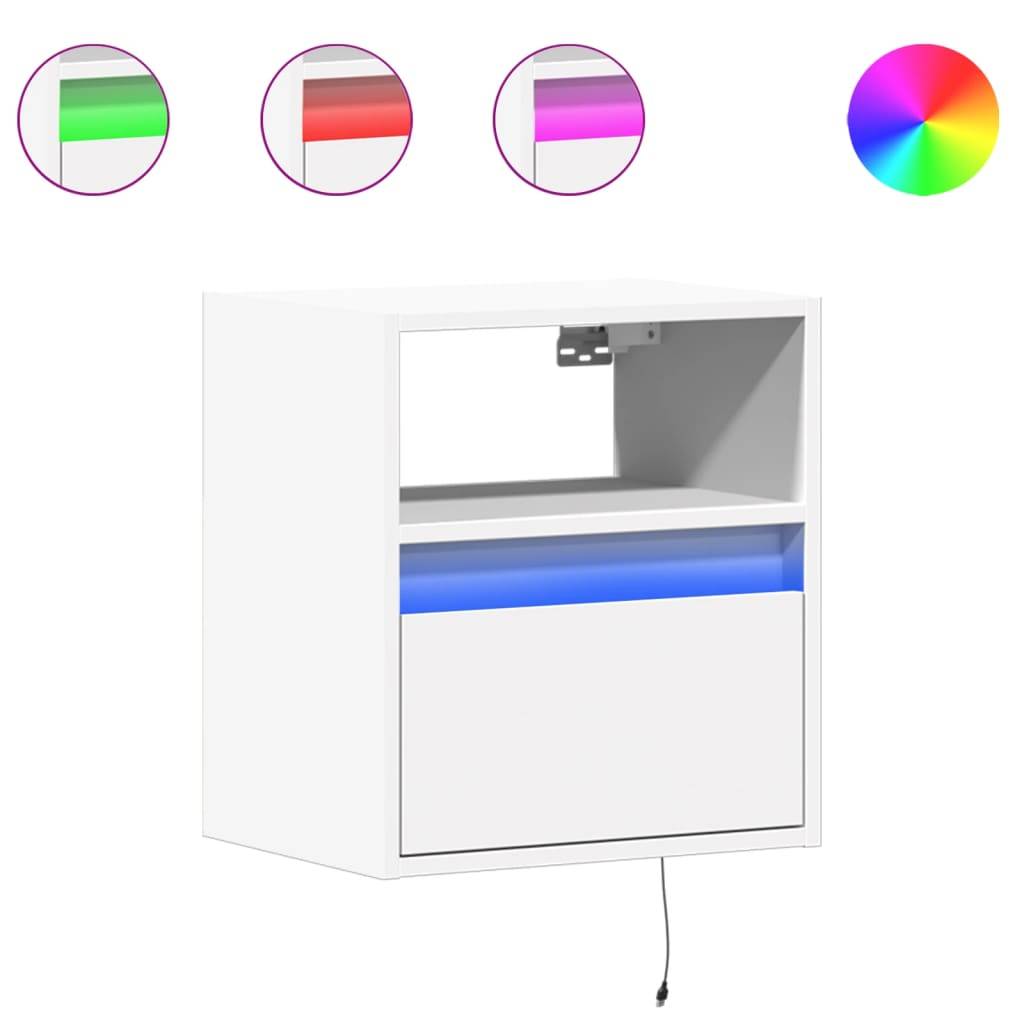 vidaXL TV-Wandschrank mit LED-Beleuchtung Weiß 41x31x45 cm