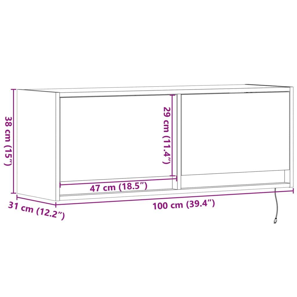 vidaXL TV-Wandschrank mit LED-Beleuchtung Betongrau 100x31x35 cm