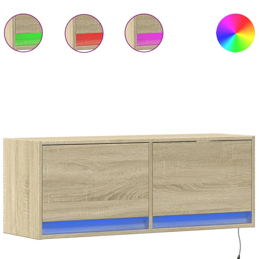 vidaXL TV-Wandschrank mit LED-Beleuchtung Sonoma-Eiche 100x31x35 cm