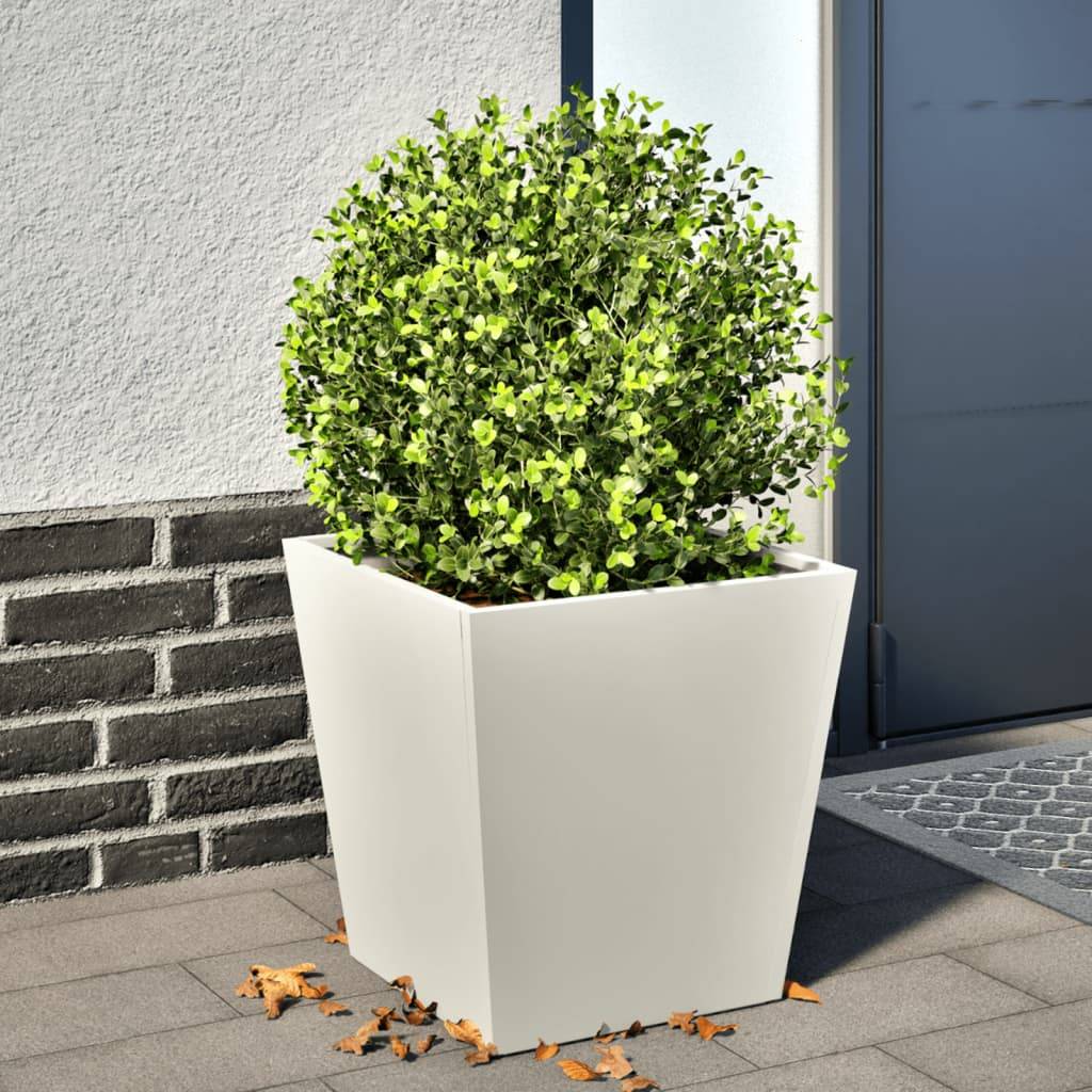 vidaXL Pflanzkübel Weiß 40x40x40 cm Stahl