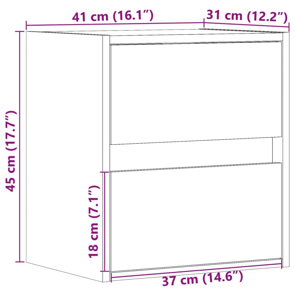 vidaXL TV-Wandschränke LED-Beleuchtung 2 Stk. Betongrau 41x31x45 cm
