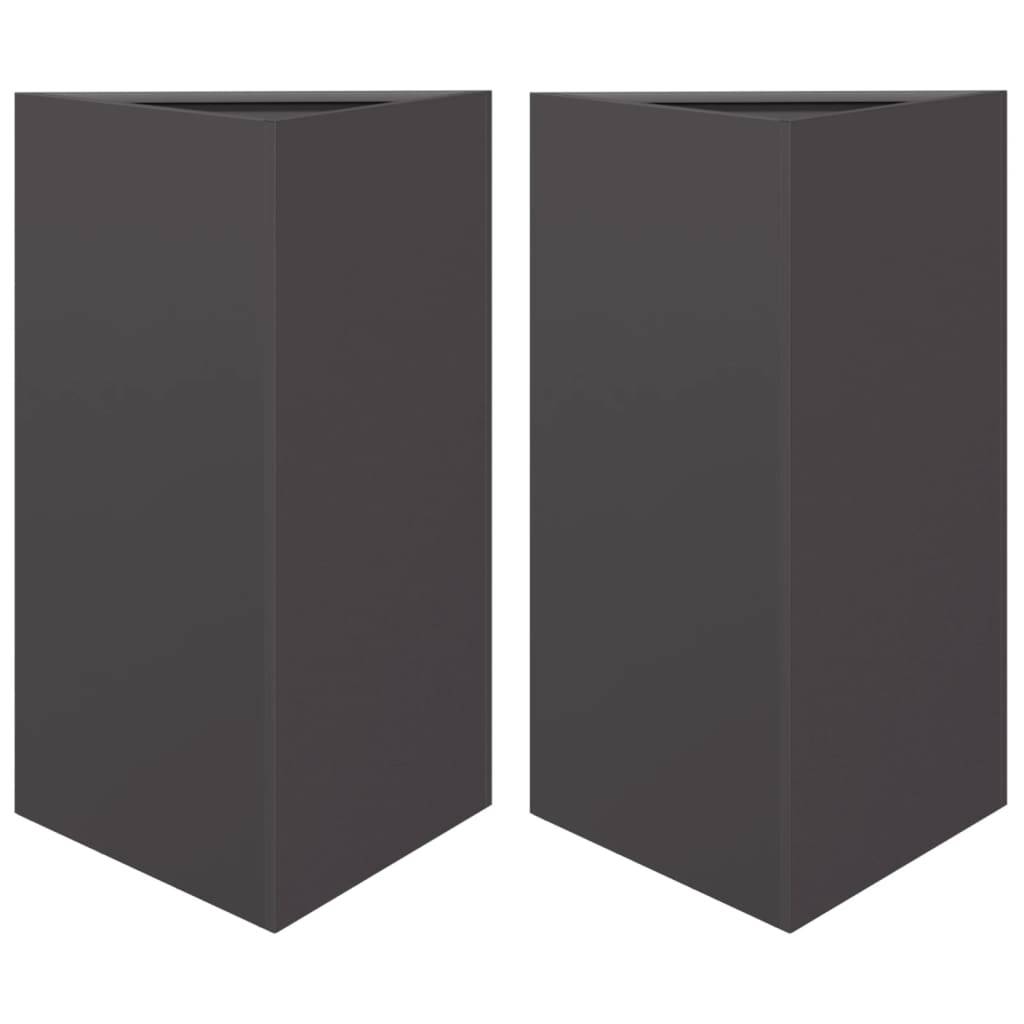vidaXL Pflanzkübel 2 Stk. Schwarz Dreieckig 50x43x75 cm Stahl