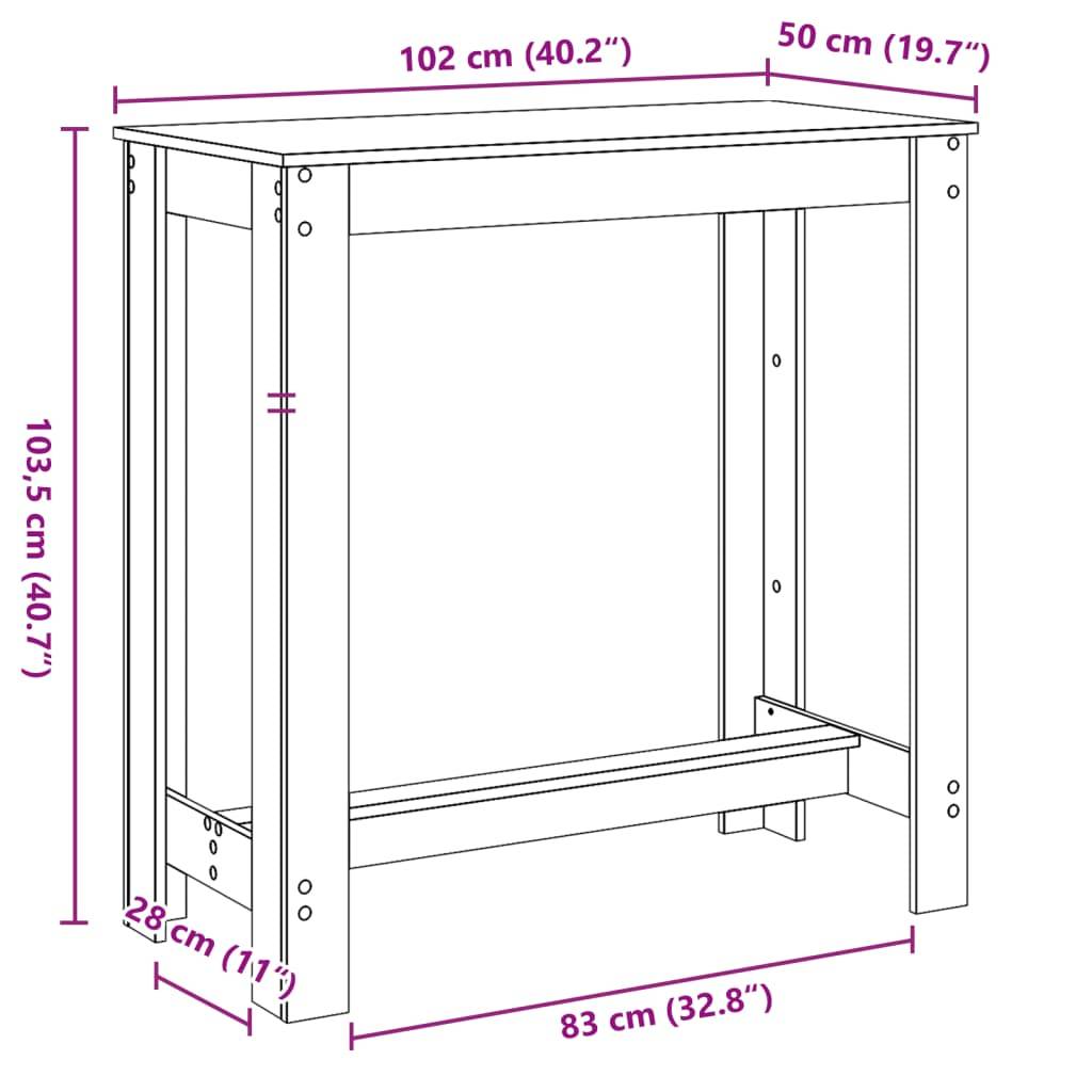 vidaXL Bartisch Altholz-Optik 102x50x103,5 cm Holzwerkstoff