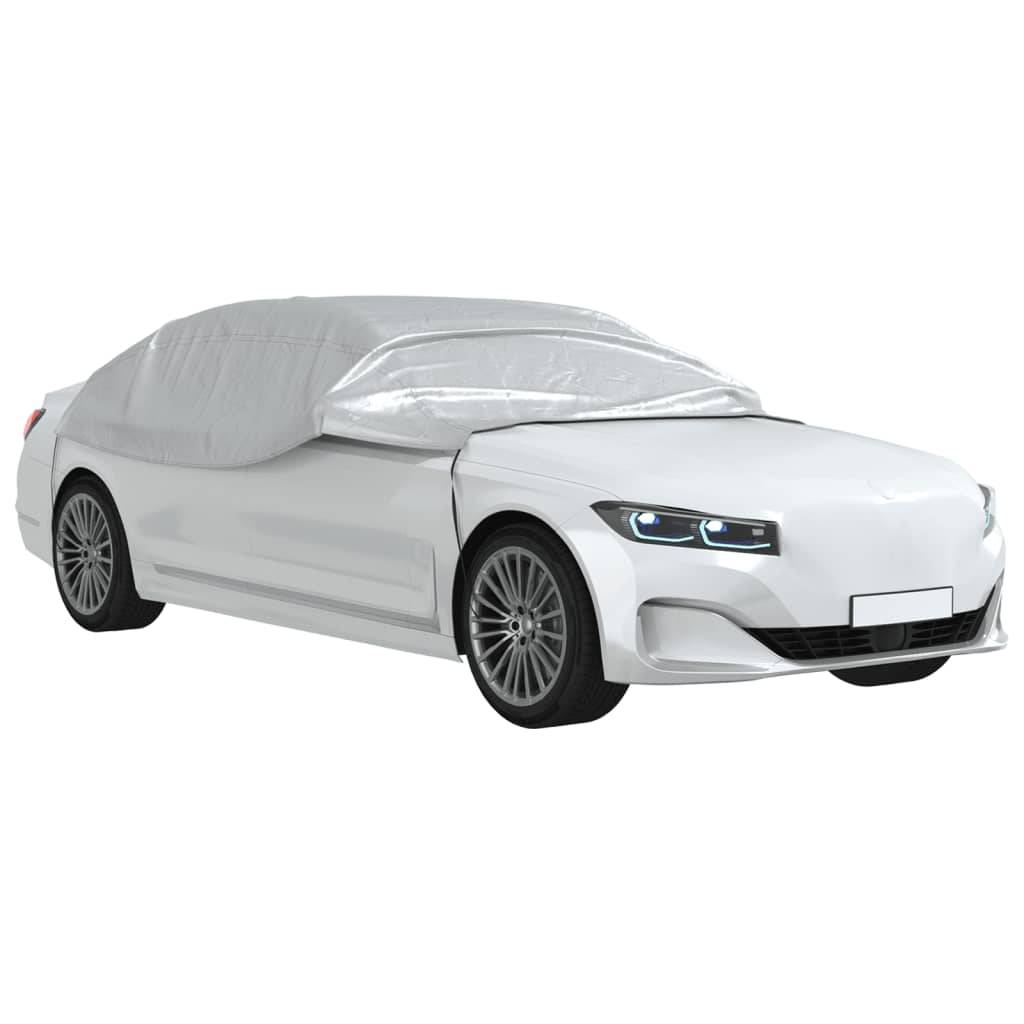 vidaXL Autoabdeckung Halbgarage mit Haken Silbern XL