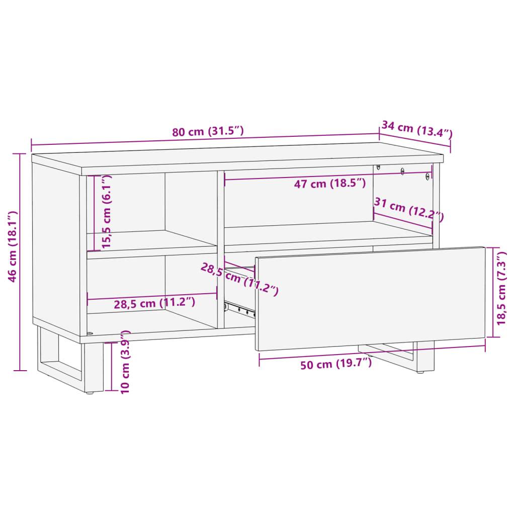 vidaXL TV-Schrank 80x34x46 cm Massivholz Mango