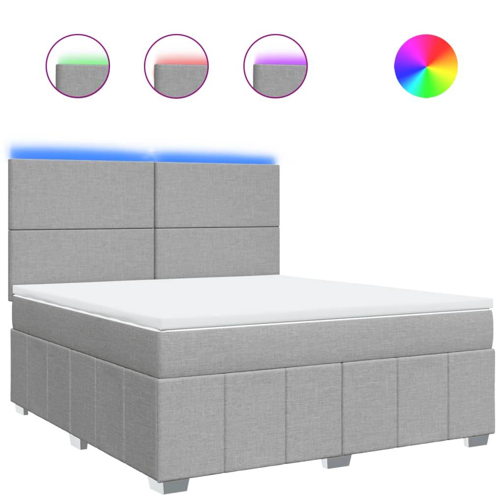 vidaXL Boxspringbett mit Matratze Hellgrau 180x200 cm Stoff