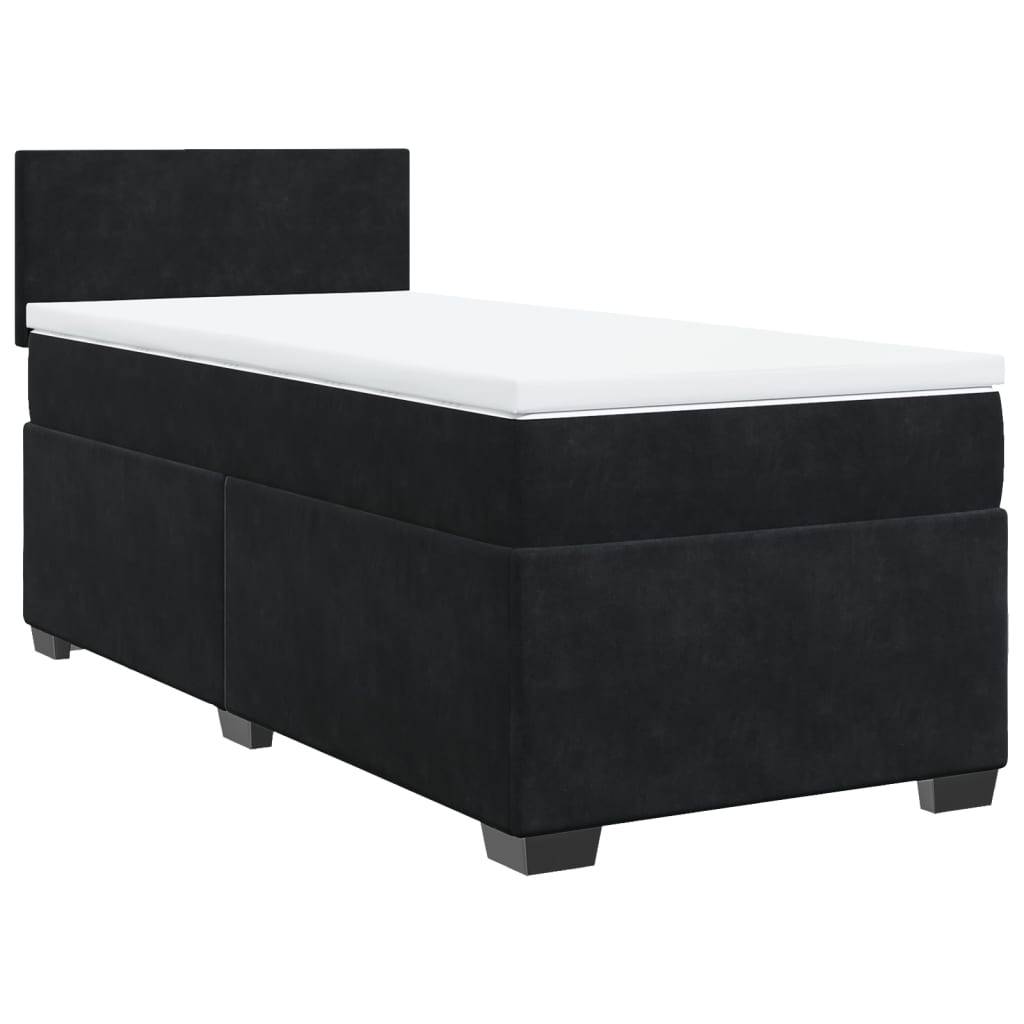 vidaXL Boxspringbett mit Matratze Schwarz 90x200 cm Samt