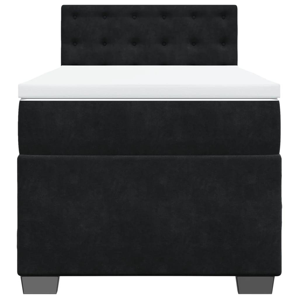 vidaXL Boxspringbett mit Matratze Schwarz 90x200 cm Samt