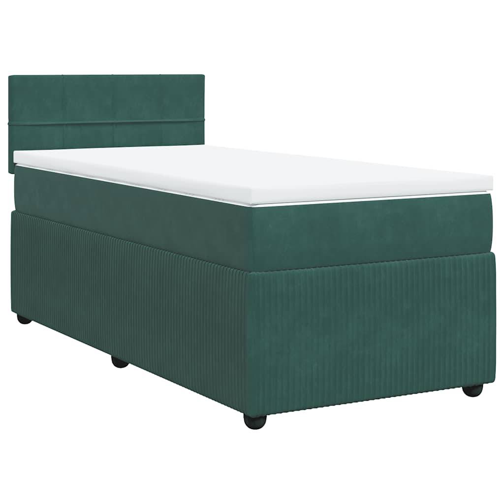 vidaXL Boxspringbett mit Matratze Dunkelgrün 90x190 cm Samt