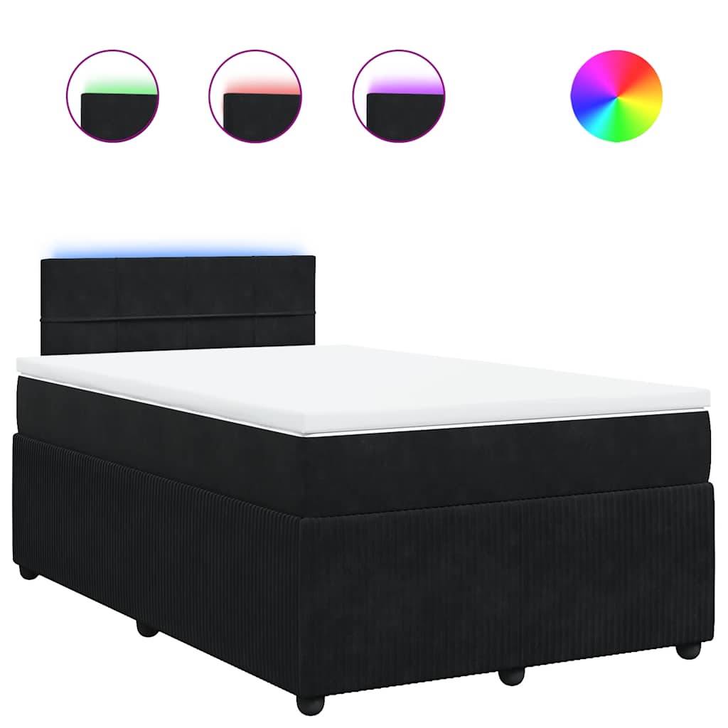 vidaXL Boxspringbett mit Matratze Schwarz 120x190 cm Samt
