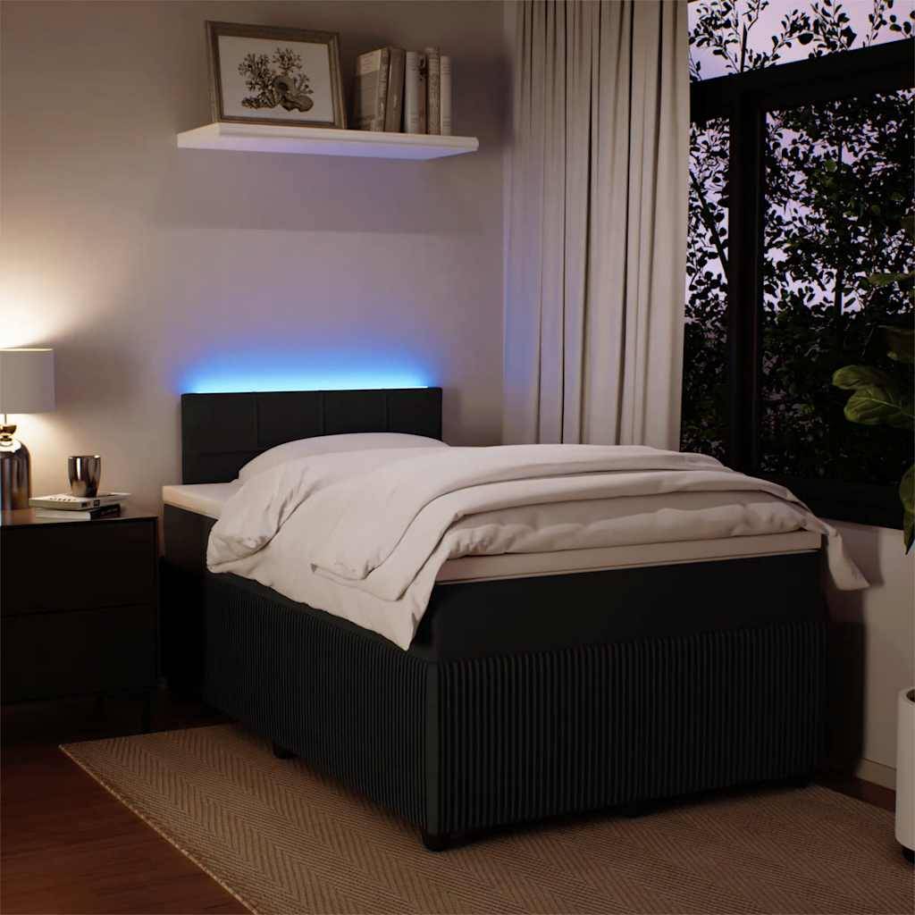 vidaXL Boxspringbett mit Matratze Schwarz 120x190 cm Samt