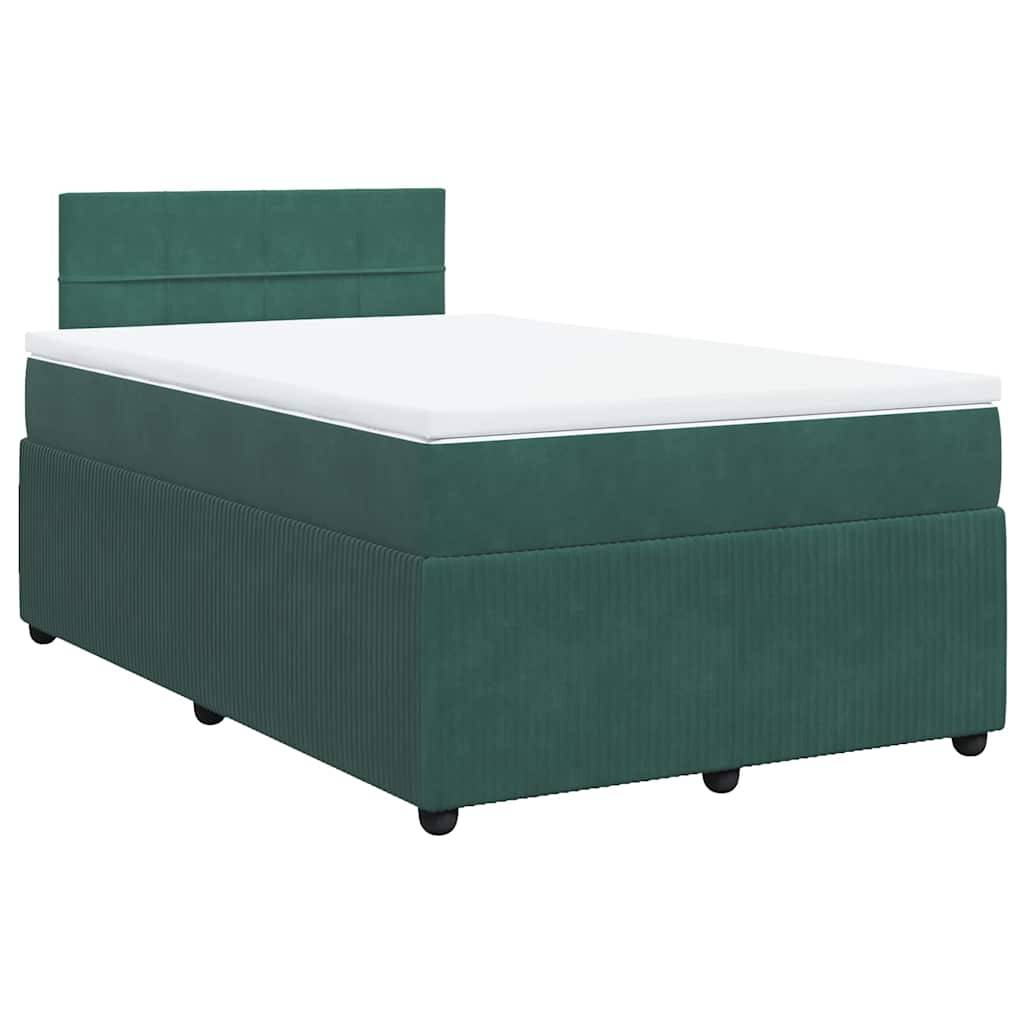 vidaXL Boxspringbett mit Matratze Dunkelgrün 120x190 cm Samt