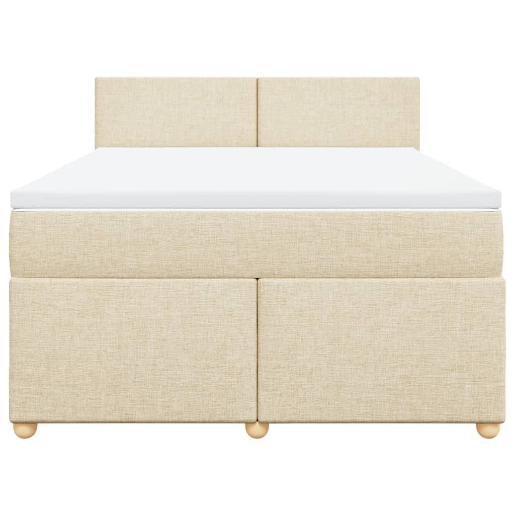 vidaXL Boxspringbett mit Matratze Creme 140x190 cm Stoff