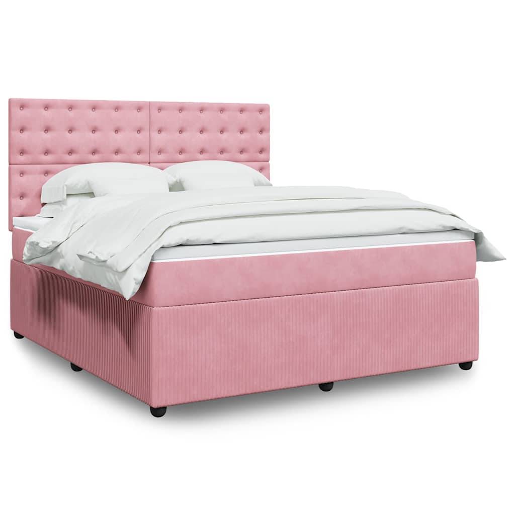 vidaXL Boxspringbett mit Matratze Rosa 180x200 cm Samt