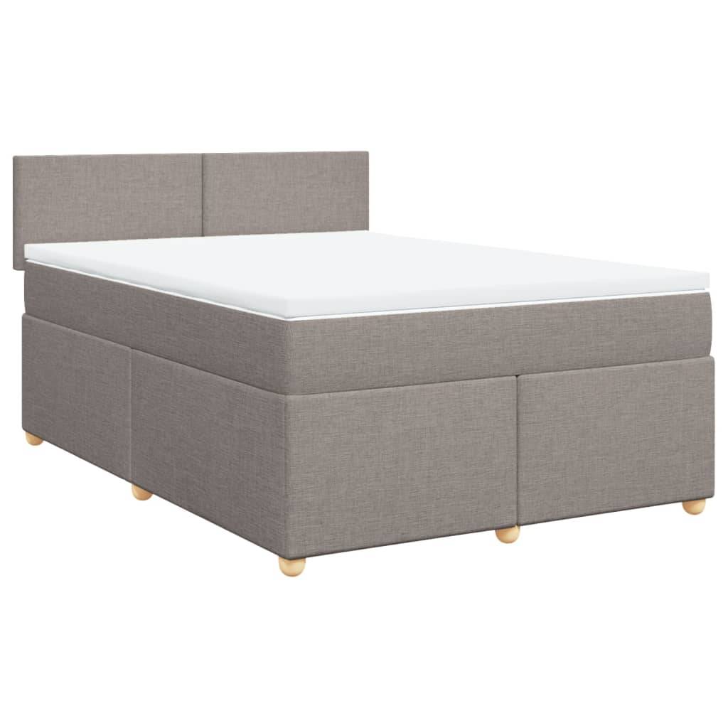 vidaXL Boxspringbett mit Matratze Taupe 140x190 cm Stoff