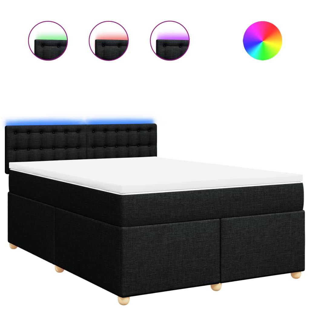 vidaXL Boxspringbett mit Matratze Schwarz 160x200 cm Stoff
