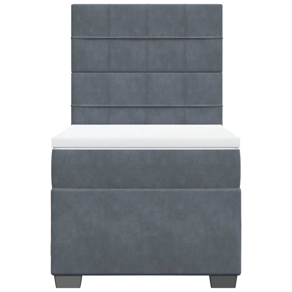 vidaXL Boxspringbett mit Matratze Dunkelgrau 90x200 cm Samt