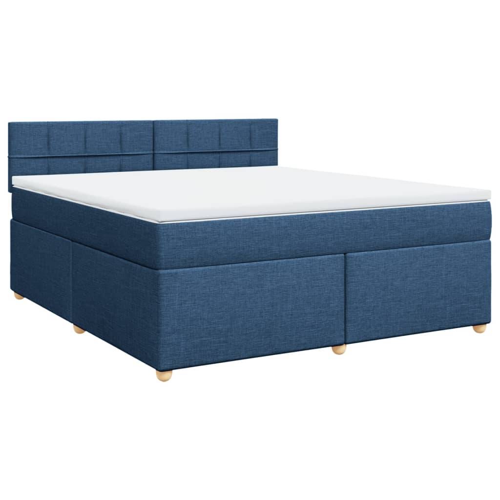 vidaXL Boxspringbett mit Matratze Blau 180x200 cm Stoff