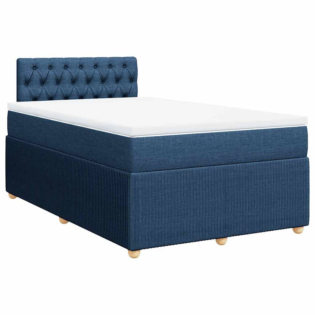 vidaXL Boxspringbett mit Matratze Blau 120x200 cm Stoff