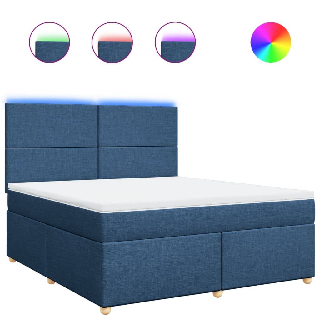 vidaXL Boxspringbett mit Matratze Blau 180x200 cm Stoff