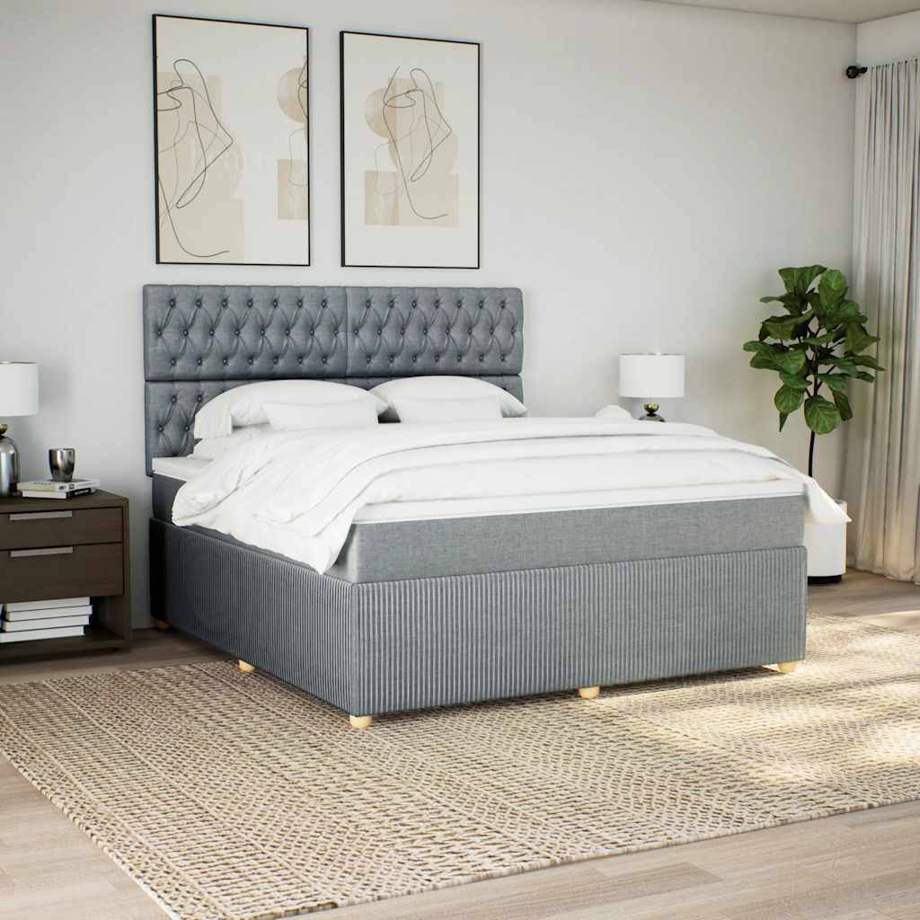 vidaXL Boxspringbett mit Matratze Hellgrau 180x200 cm Stoff