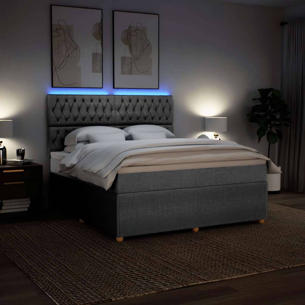 vidaXL Boxspringbett mit Matratze Hellgrau 180x200 cm Stoff
