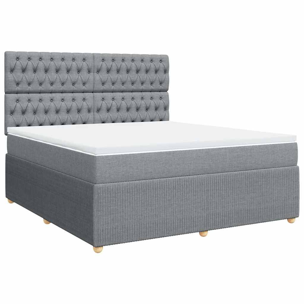 vidaXL Boxspringbett mit Matratze Hellgrau 180x200 cm Stoff