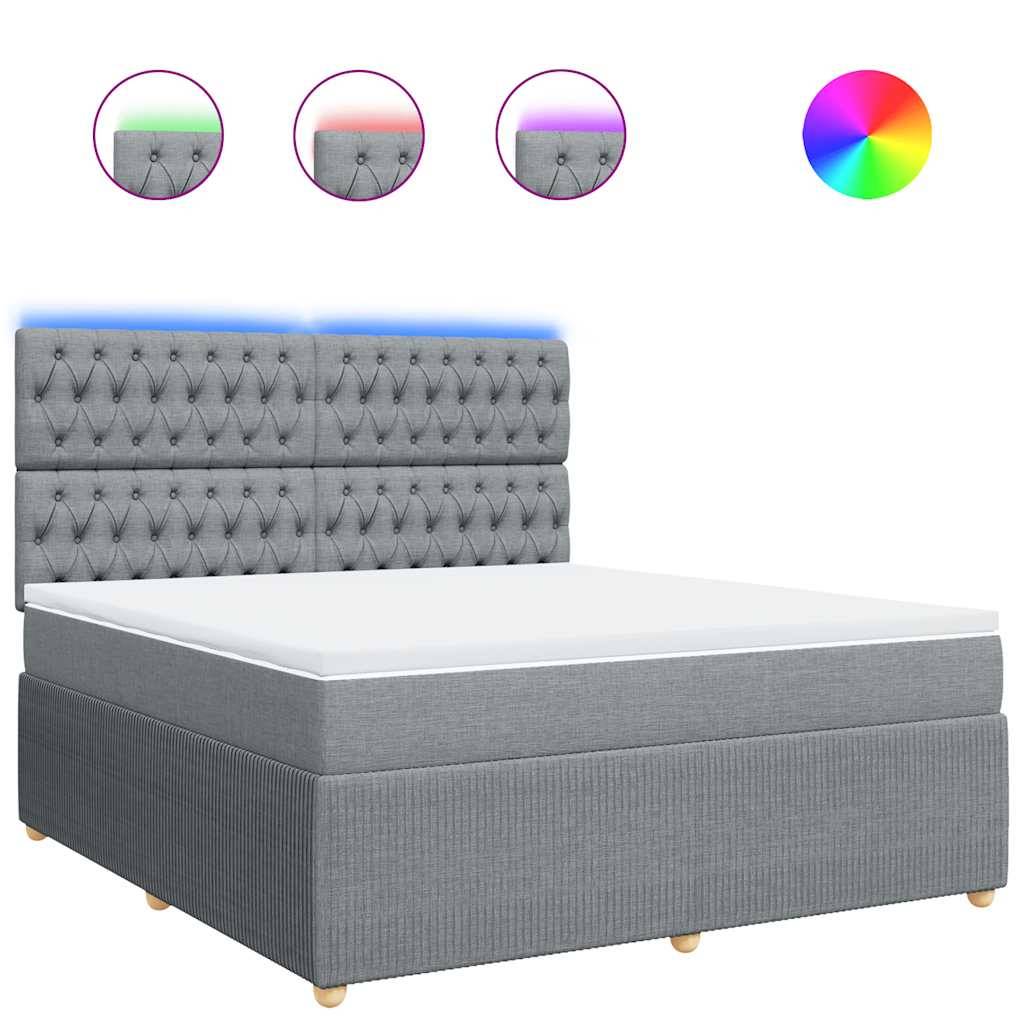 vidaXL Boxspringbett mit Matratze Hellgrau 180x200 cm Stoff