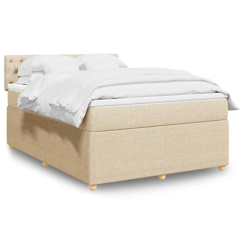 vidaXL Boxspringbett mit Matratze Creme 160x200 cm Stoff